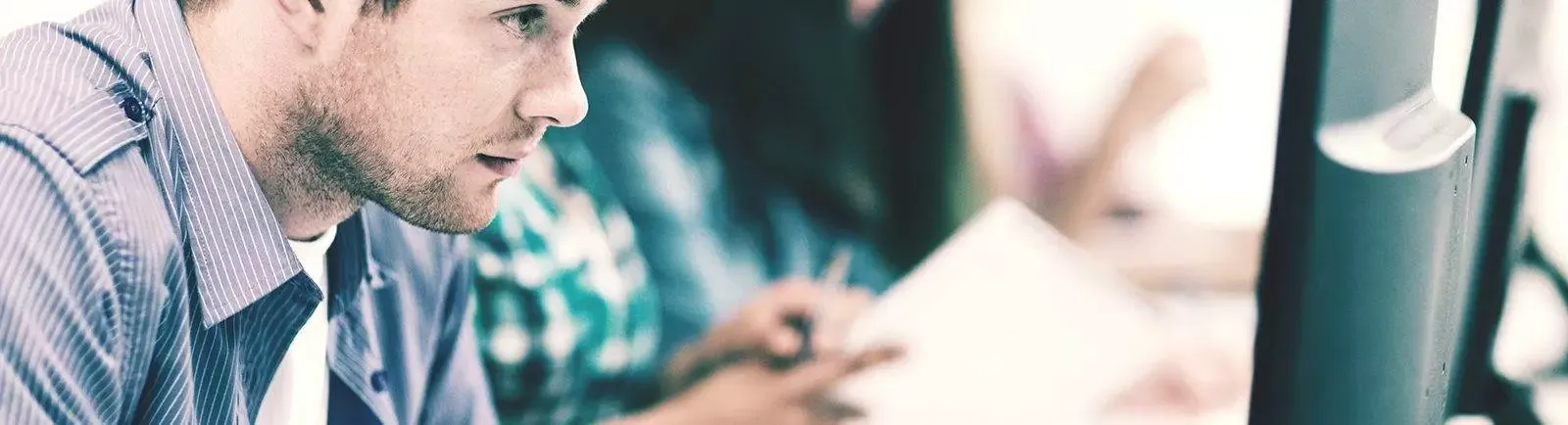 Student working at a computer